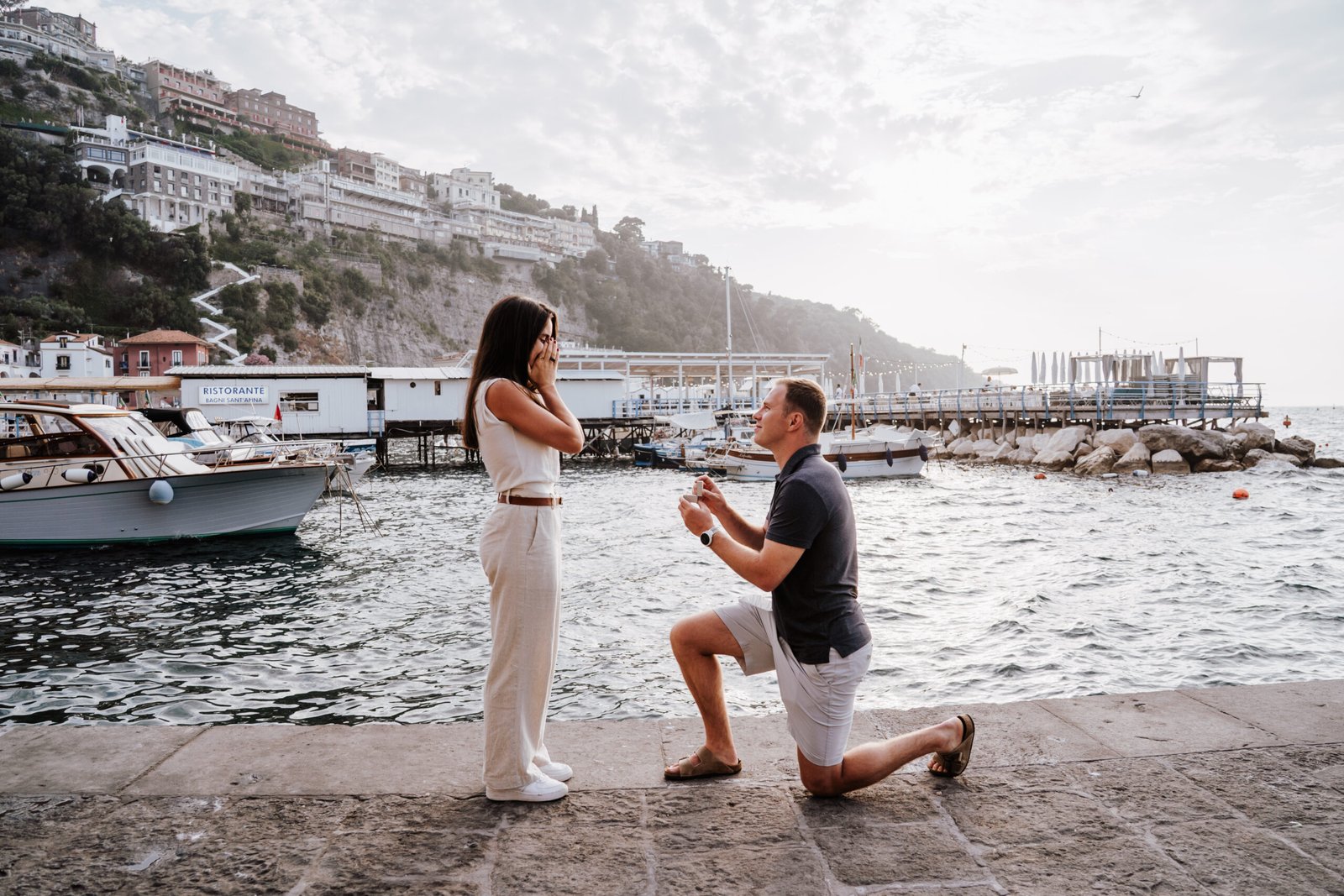 Sorrento proposal photographer capturing engagement on the Amalfi Coast coastline